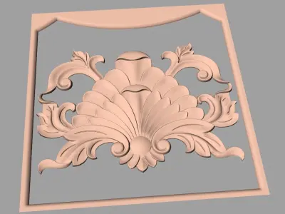 Bed door flower 3D relief STL model for CNC engraving E532 3D model