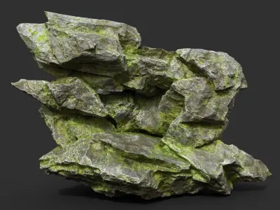 Low poly Mossy Rock Formation B 190416 Low-poly 3D model