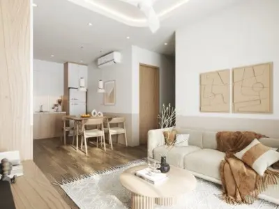 Living Room And  Kitchen Interior Model  3D model