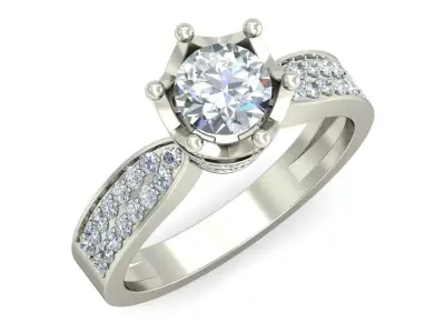 Light Weight White Gold Diamond Ring  -VJR26 3D print model