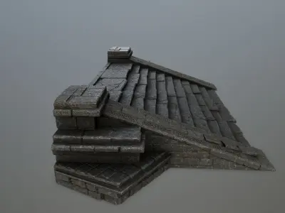 stair stone roof Low-poly 3D model