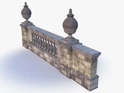 StoneBaluster0001 stone railing Low-poly 3D model