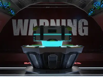 3D Sci Fi Hangar Interior with scifi box  3D model