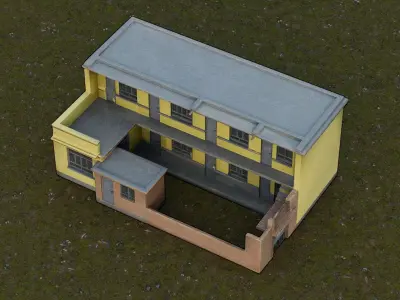 Chinese Rural Primary School Low-poly 3D model