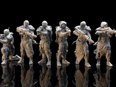 Scifi Infantry Squad 3D print model
