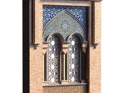 arabic exterior facade element set 802 Low-poly 3D model