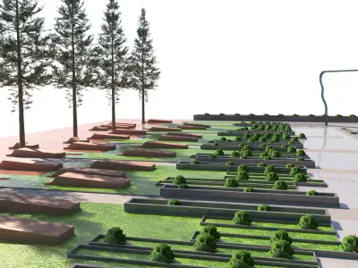 Low-Poly Park Landscape - Game Ready Low-poly 3D model
