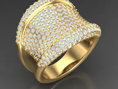 Light Gold Diamond Men Ring 2MR008 3D model