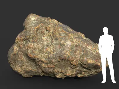 Low poly Damaged Granite Rock A 200101 Low-poly 3D model