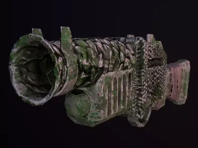 Stylize Stone Moss Gun  Low-poly 3D model
