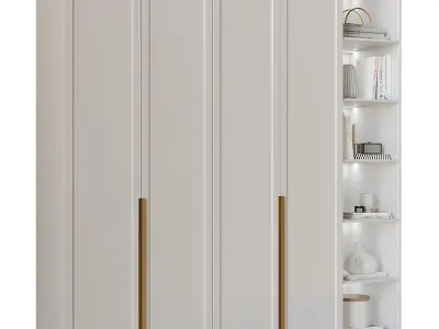 Wardrobe 5 with gold handles 3D model