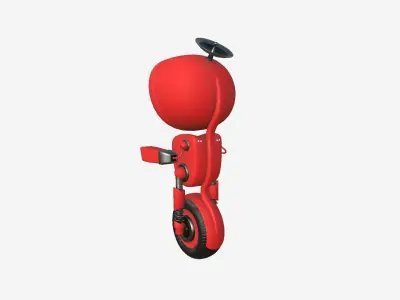 Wheel Robot H08 Red - SciFi Character Design Low-poly 3D model