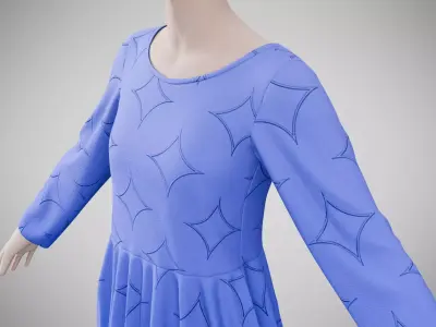 Dress 25 Very Light Blue With Design Low-poly 3D model