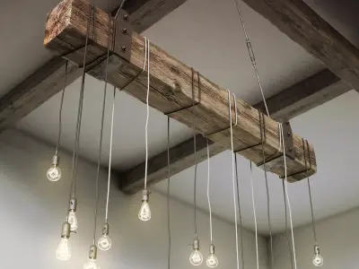 Wooden Chandelier 3D model