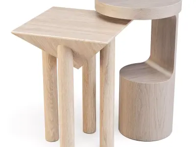 Crate and Barrel Hout and Flora - Side Tables 3D model
