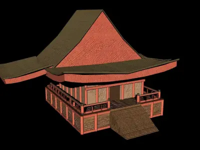 Japanese buildings Free low-poly 3D model
