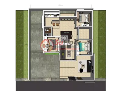 House 12x14m code 507 - Sketchup 3D model 3D model 3D model