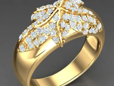 Light Gold Diamond Men Ring 2MR054 3D model
