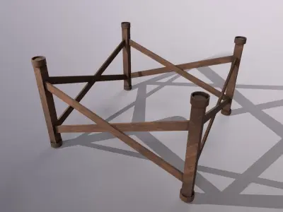 Wall Game Ready - Wooden Table With Four Legs Low-poly 3D model