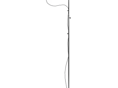 GRAFIT floor lamp with wooden base and light bulb 3D model
