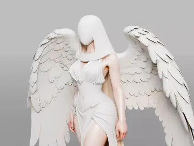 Angelic Female Character LOW AND HIGH POLY BOTH Low-poly 3D model