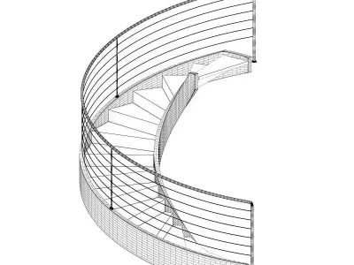 Wooden Spiral Stairs 8 3D model