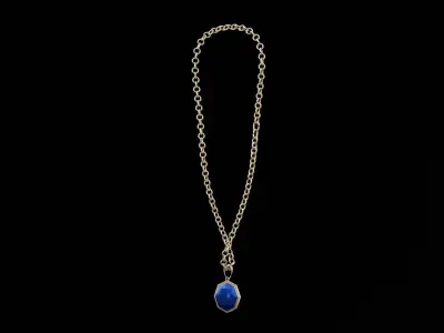 Blue Pendant Necklace Low-poly 3D model