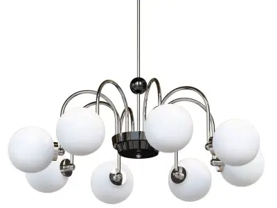 Modern Chrome Chandelier with White Glass Shade 3D model