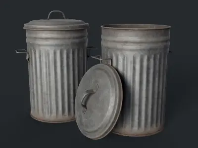 Street Trash Can 45 PBR Game Ready  Low-poly 3D model