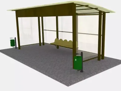 Small bus stop v2 3D model