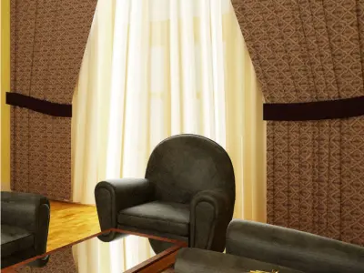 apartment living room in hotel 3D model