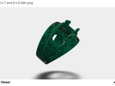 Men Ring with Three ovals Cut Center Stone 3D print model