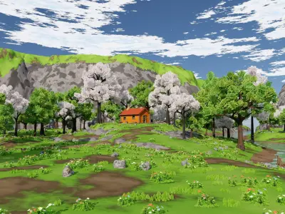 River Mountain Scene 3D model