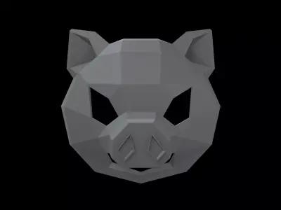 Lowpoly Pig Mask V1 002 Low-poly 3D model
