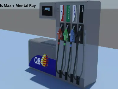 Fuel Dispenser Q8 Brand 3D model
