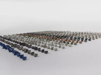 25 PCS Stone Pack in 18 Colors Low-poly 3D model