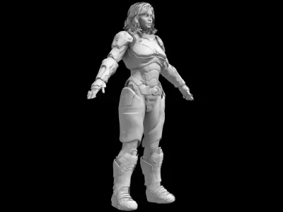 Sci-Fi Futuristic Female Marine Soldier 3D model