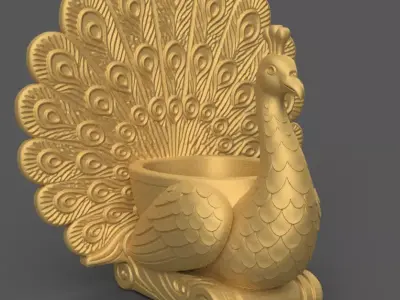 Elegant Peacock planter 3D print model