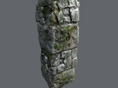 Mossy Stone Pillar Low-poly 3D model