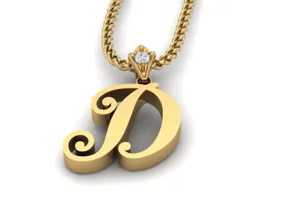 Light Gold Fancy Font Pendant D 3D print model