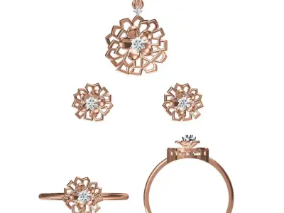 Light wt Ring Earrings Pendant set stl jcd 1-render details 3D print model 3