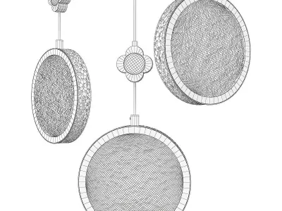 LUARA E pendant light with circular glass shade Low-poly 3D model