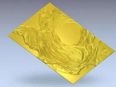 Organic Waves Relief Panel Wall Decor Set STL Mural CNC 372 3D model