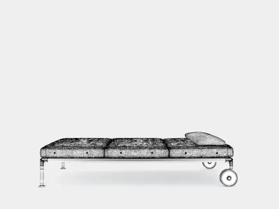 Outdoor chaise longue with wheels 3D model