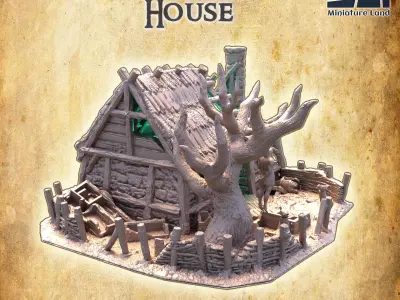 Raided Farm House Tabletop Terrain 28 MM 3D print model