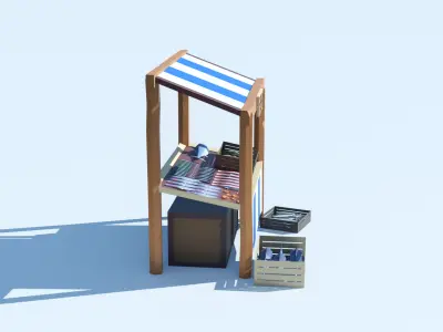 Pack of Fish Shop Low Poly Low-poly 3D model