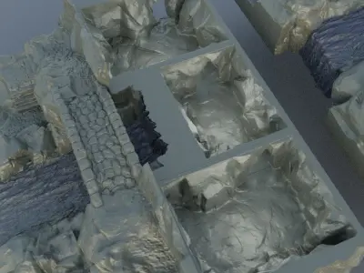 Waterfall Bridge Tabletop Terrain 28 mm 3D print model