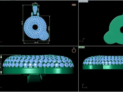 Bubble Q Initial Pendant 3D print model