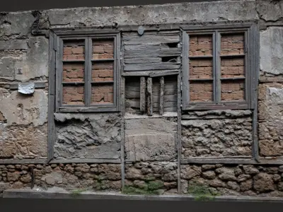 Old Abandoned Stone Wall Low-poly 3D model