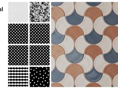 Fishscale Tiles in Wave Layout Texture